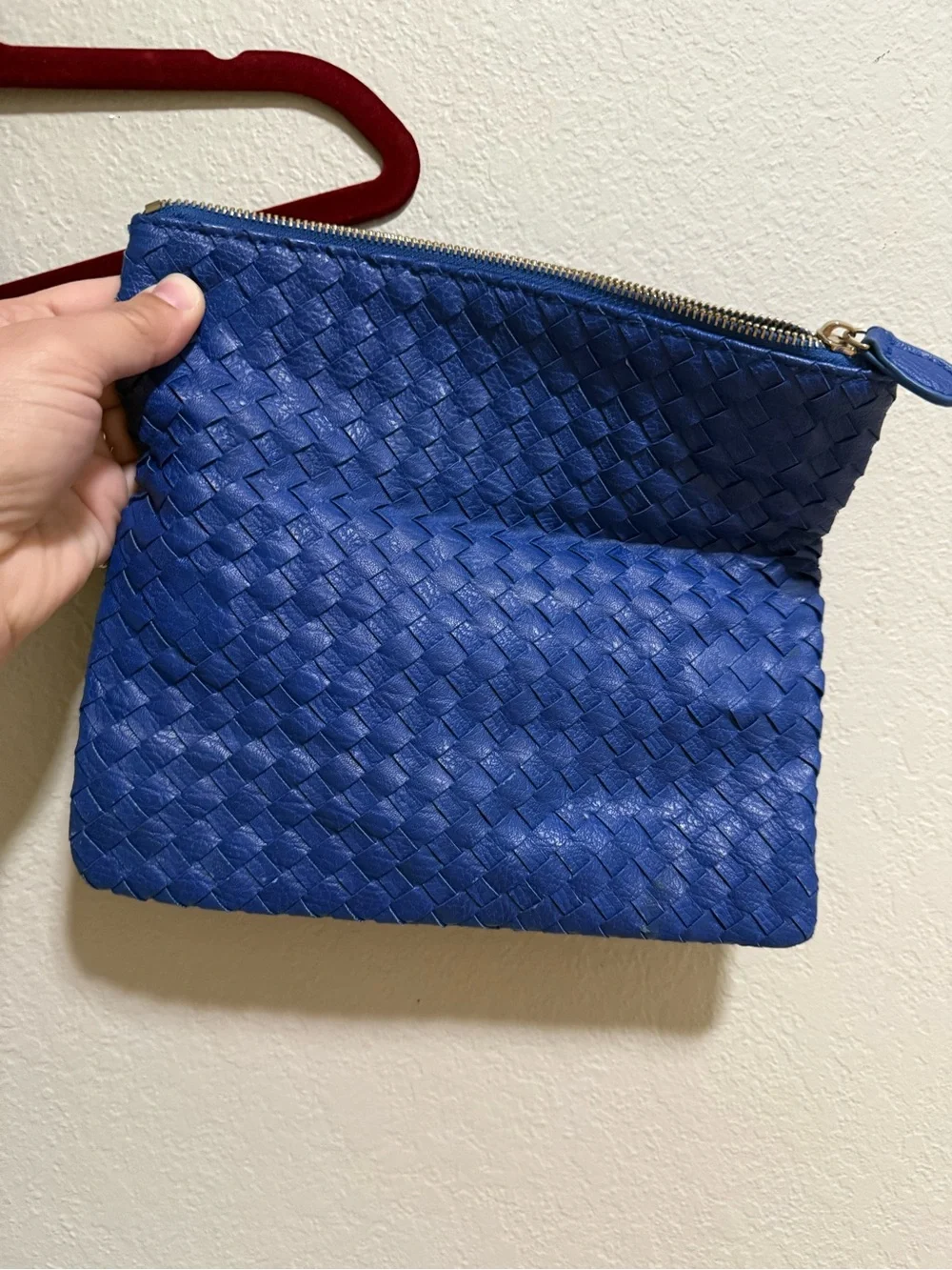 Urban Expressions Blue Woven Wristlet Clutch Vegan Leather - Picture 4 of 6
